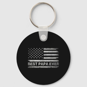Best Papa Ever Flag for Men Dad Women Grandpa Key Ring