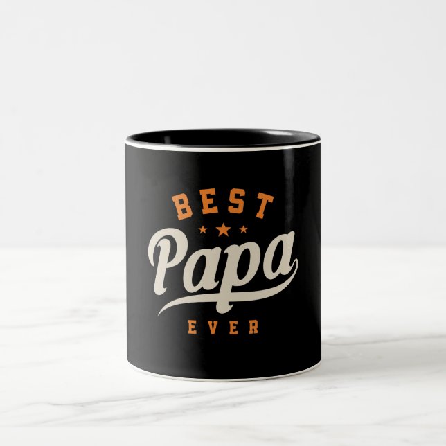 Best Papa Ever Funny Fathers Day  Two-Tone Coffee Mug (Center)