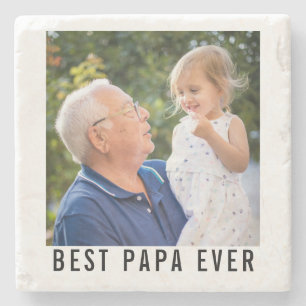 Best Papa Ever Grandfather And Baby Photo Stone Coaster