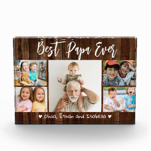 Best Papa Ever Grandkids 5 Picture Collage Wood  Photo Block