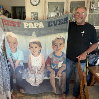 Best Papa Ever Grandkids Photo Father's Day Fleece Blanket