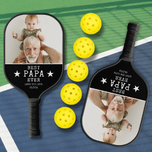  Best Papa Ever Grandpa And Grandkid Name Photo  Pickleball Paddle