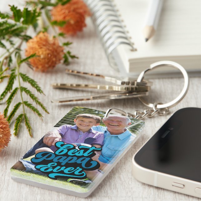 Best Papa Ever | Grandpa Photo Key Ring (Front Right)