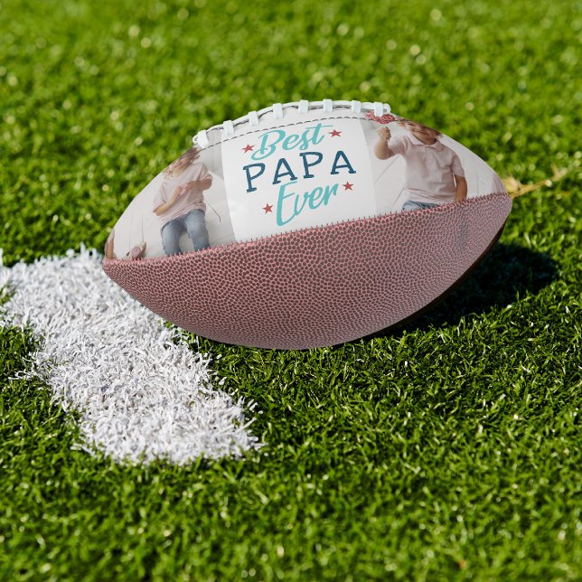 Best Papa Ever | Hand Lettered Photo Collage Football (Creator Uploaded)