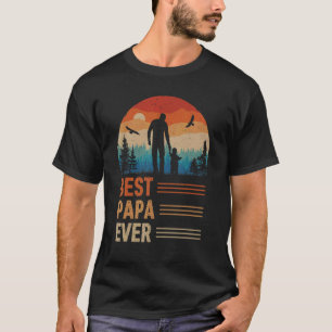 Best Papa Ever Men Retro Vintage Sunset Decor Dad  T-Shirt
