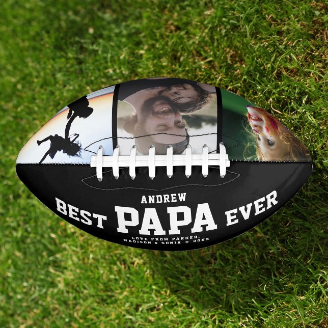 BEST PAPA EVER Modern Cool Colour Photo Collage Football (Creator Uploaded)