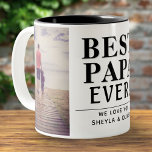 Best Papa Ever Modern Father`s Day 2 Photo Collage Two-Tone Coffee Mug<br><div class="desc">Best Papa Ever Modern Father`s Day 2 Photo Collage Coffee Mug. Personalise the mug with your photos - insert your favourite 2 photos into the templates. Modern black bold typography Best Papa Ever and your sweet message and names. Change any part of the text if you want. Create your own...</div>