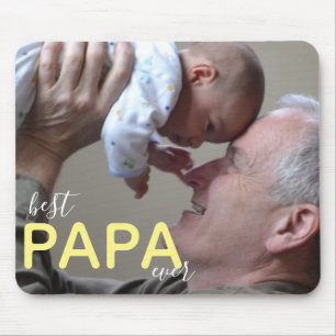 Best Papa Ever Modern Script Photo Grandpa & Baby  Mouse Pad