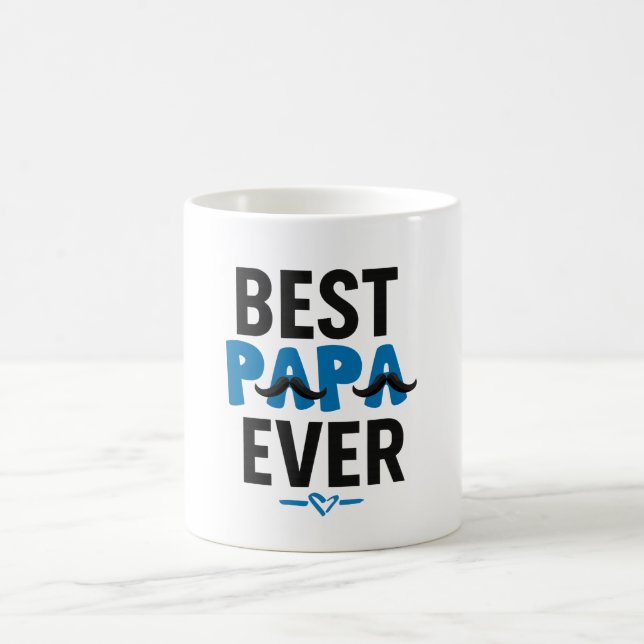 Best Papa Ever Mug – Funny Moustache Dad Gift (Center)