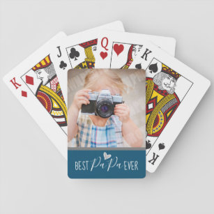 Best PaPa Ever One Photo Blue Playing Cards