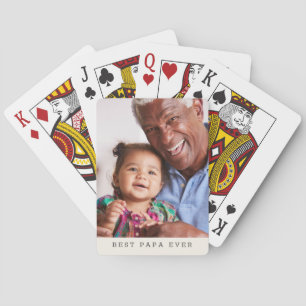 Best Papa Ever Personalised Photo Simple Grandpa Playing Cards