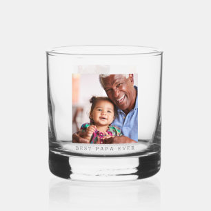 Best Papa Ever Personalized Photo Simple Grandpa Whiskey Glass