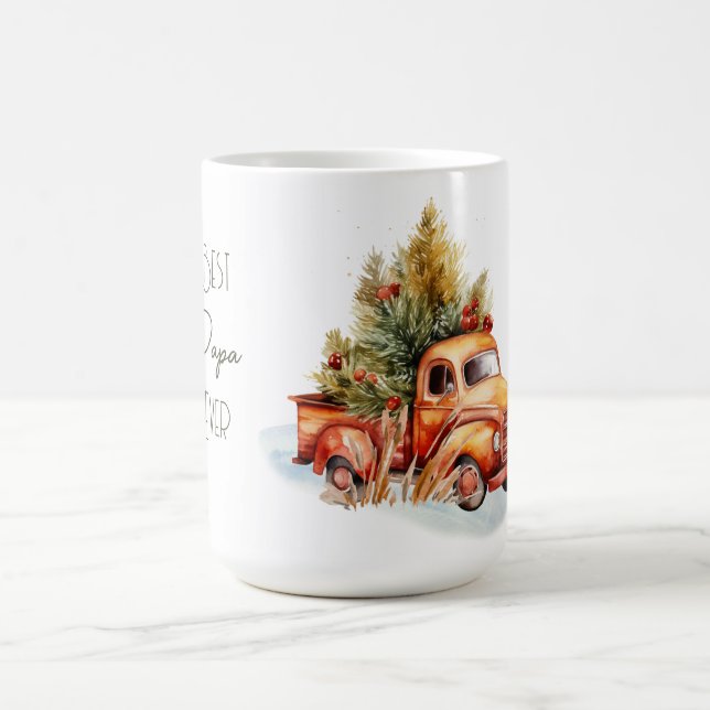 Best Papa Ever Retro Truck With Christmas Tree Coffee Mug (Center)