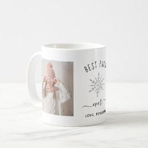 Best Papa Ever   Two Photo and Silver Snowflake Coffee Mug