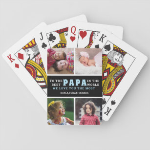 Best Papa In The World 4 Photo Collage Playing Cards