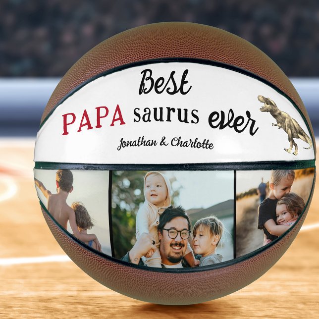 Best Papa Saurus Ever Photo Collage Basketball (Creator Uploaded)