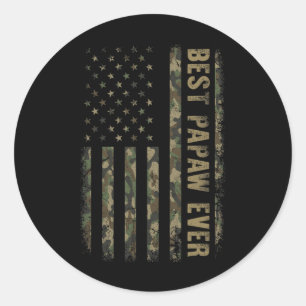 Best Papaw Ever Camouflage American Flag Father's Classic Round Sticker