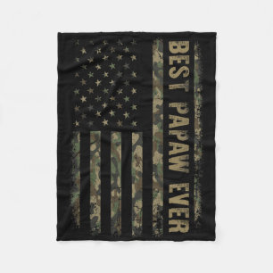Best Papaw Ever Camouflage American Flag Father's Fleece Blanket