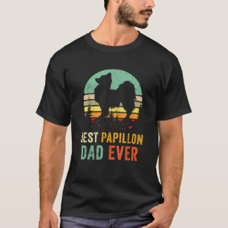 Best Papillon Dad Ever Dog Pet Owner Retro 70s Sty T-Shirt