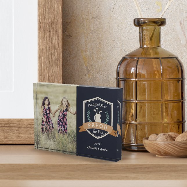 Best Papou By Par | Golf Grandpa Photo Block (Creator Uploaded)