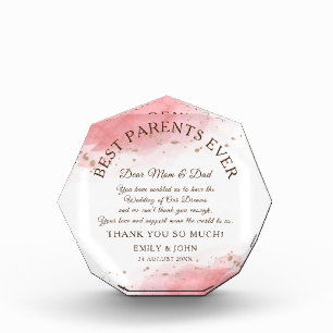 Best Parents Ever Thank You/Coral/Gold Wedding Photo Block