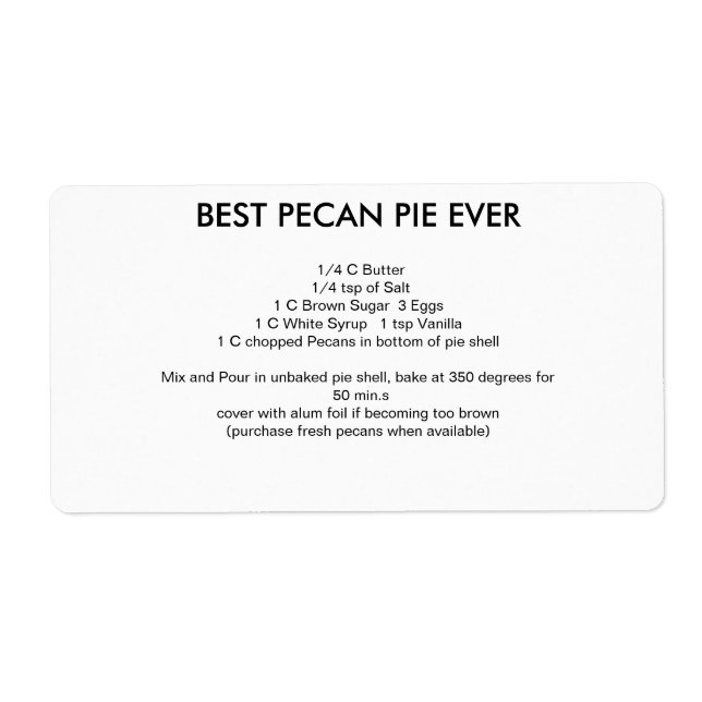 Best Pecan Pie recipe EVER (Front)