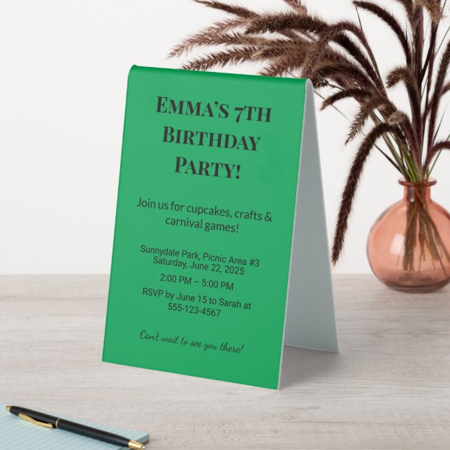 Best Personalised Birthday Table Tent Sign (In SItu (Table))