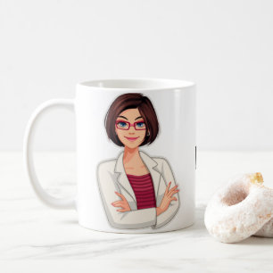 Best Personalised Cute Doctor, Brunette Female Coffee Mug