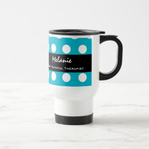Best PHYSICAL THERAPIST Aqua White Polka Dots V17A Travel Mug