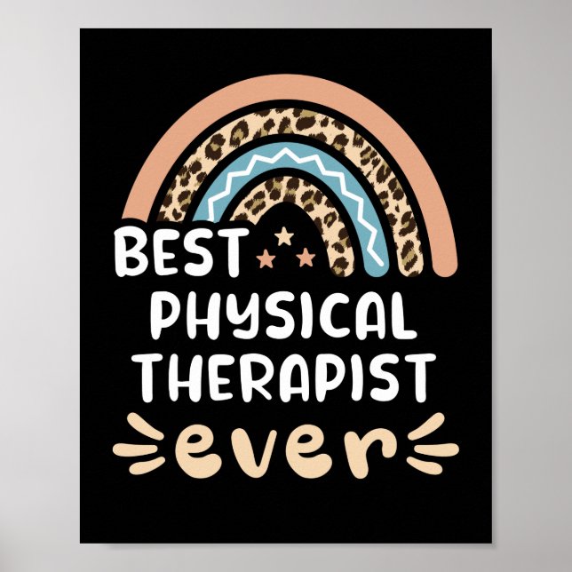Best Physical Therapist ever Leopard Rainbow Gift Poster (Front)