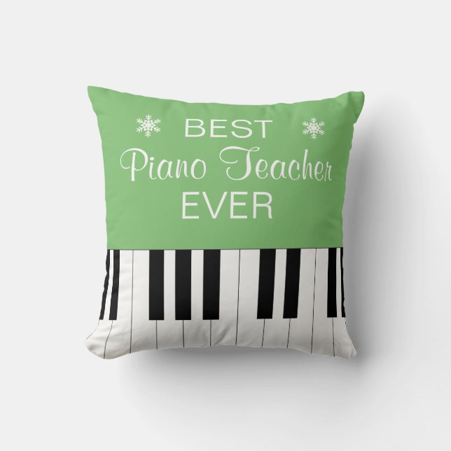 Best Piano Teacher Ever Piano Key Green Cushion (Front)