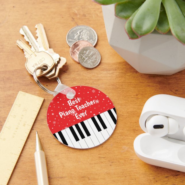 Best Piano Teacher Ever Piano Key Red Key Ring (Desk)