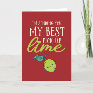 Best Pick Up Lime Funny Fruit Pun Valentine's Day Holiday Card