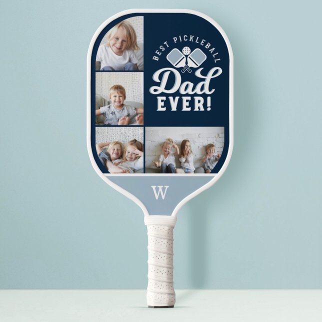 Best Pickleball Dad Ever Personalised 4 Photo Grid Paddle (Best Pickleball Dad Ever Personalized 4 Photo Grid Pickleball Paddle)
