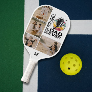 Best Pickleball Dad Ever Personalised 4 Photo Grid Pickleball Paddle