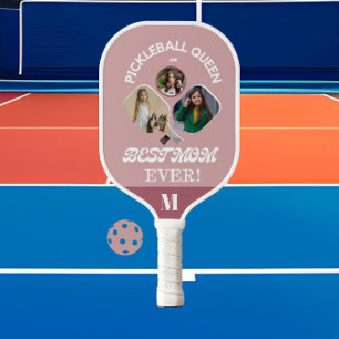 Best Pickleball Mum Ever Personalised 3 Photo Grid Paddle