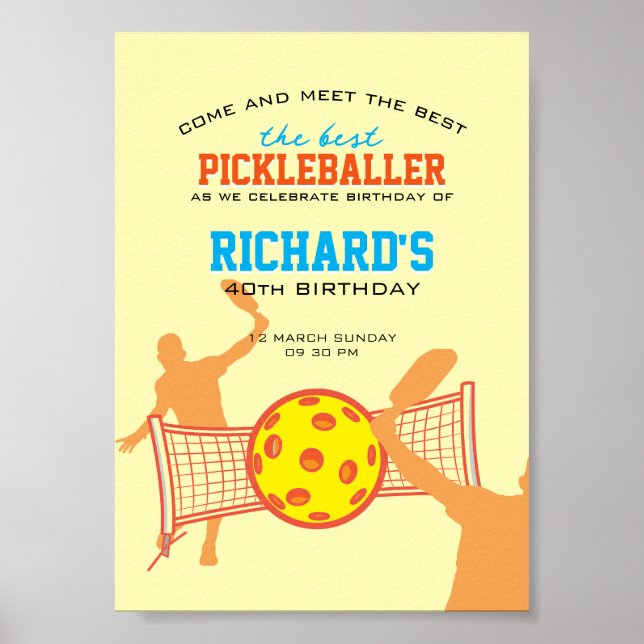 Best Pickleball Player Funny Birthday Party Poster (Front)