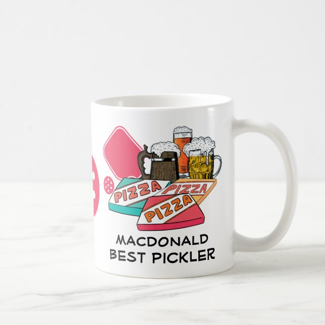 BEST PICKLER Beer Pizza PICKLEBALL Coffee Mug (Right)