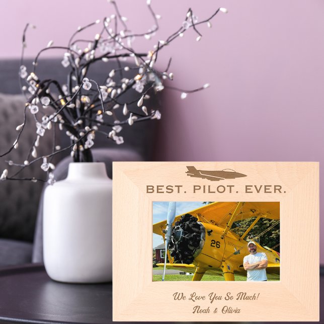 Best Pilot Ever, Simple Wooden Photo, Personalised Etched Frames (Creator Uploaded)
