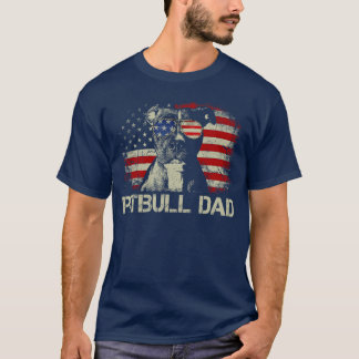 Best Pitbull Dad Ever American Flag 4th of July Gi T-Shirt