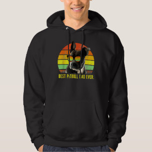 Best Pitbull Dad Ever Cute Funny Retro Sunset Hoodie