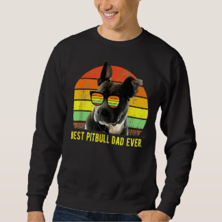 Best Pitbull Dad Ever Cute Funny Retro Sunset Sweatshirt