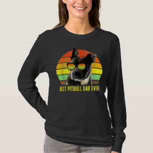 Best Pitbull Dad Ever Cute Funny Retro Sunset T-Shirt