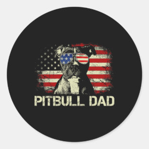 Best Pitbull Dad Ever Shirt American Flag 4th Of J Classic Round Sticker