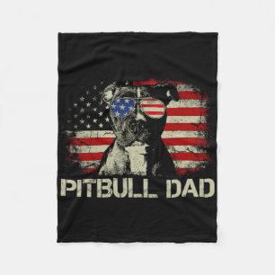 Best Pitbull Dad Ever Shirt American Flag 4th Of J Fleece Blanket