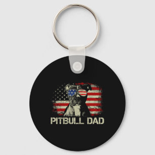 Best Pitbull Dad Ever Shirt American Flag 4th Of J Key Ring