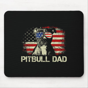 Best Pitbull Dad Ever Shirt American Flag 4th Of J Mouse Pad
