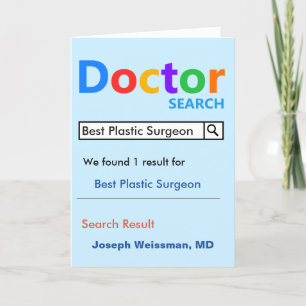 Best Plastic Surgeon Search Thank You Card