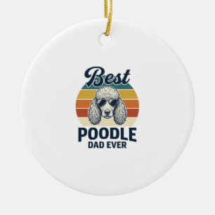 Best Poodle Dad Ever Vintage Engraved Dog Shirt_1 Ceramic Ornament