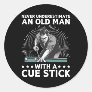 Best Pool Art For Men Grandpa Billiard Player Pool Classic Round Sticker